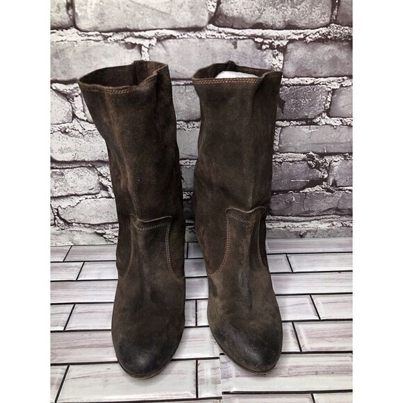 N.D.C. Made by Hand Brown Suede Leather Heel Ankle Boots Shoes Women Sz 39EU/8.5 - Picture 5 of 16